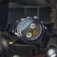 CILOA-Retro Hollow Chronograph Men's Watch Black Perforated Belt Quartz Watch Mechanical Style Busin