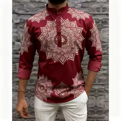 2026 Muslim Men'S Robe Long Sleeved Shirt Ethnic Style Stand Collar Arabic Clothing Men'S Islamic Ve