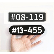 18.5cm x 5cm - White on Black - House Unit Number, Door Sign, Gate Sign, HDB Unit Number, Home Unit 