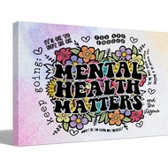 Mental Health Matters Colorful Flowers Canvas Wall Art Prints Decor For Home Therapist Office School