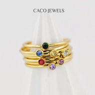 CACO 14K Gold Plated Zirconia Gemstone Stacking Ring "Astralis" (1 Piece)