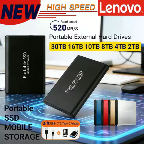 Lenovo T5 Hard Drive Portable SSD 256TB 128TB 64TB 10TB 2TB USB3.0 Mini Portable High-speed Original