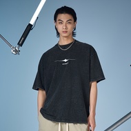 CACO-Ray Pattern Wash Water Short T ‧ Couple Style (Three Colors) -Male [J1NA031]