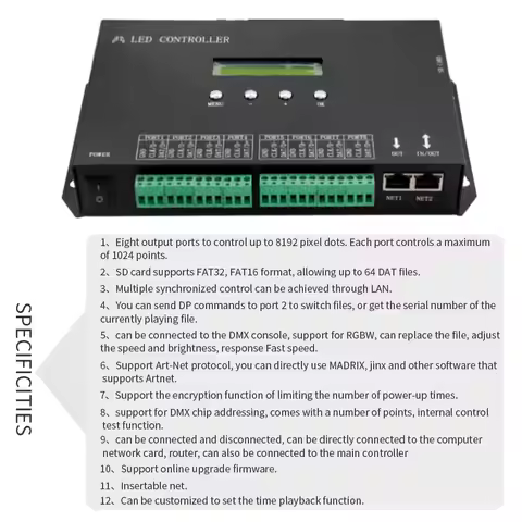 H807SA 8CH WS2812B WS2811 Art-Net DMX512 SPI LED Controller H807SB WIFI 4CH WS2813 WS2812 WS2815 APA