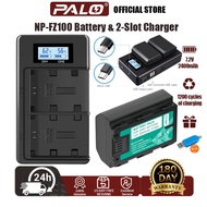 PALO NP-FZ100  Rechargeable Battery 2400MAH for Sony  A6600 A7III A7IV A9  USB Dual Battery Charger