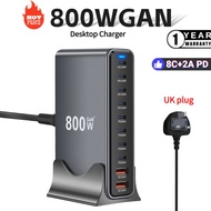 800W GaN Desktop Charger 10 Port USB 8C+2A Type C PD Charger Fast Charge 3.0 USB Type C Fast Charger