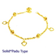 🪻916 Gold Bracelets Gelang Tangan Gantung Padu Emas 916黄金手链