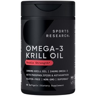 Sports Research Krill Oil plement with EPA & DHA 3 Phospholipids & Astaxanthin from Antarctic Krill 