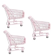 Ciieeo 3 pcs Mini Doll for Metal cart Mini Mini Shopping cart Shopping cart for 1-3 Stationery Supplies Mini House Shopping Trolley Dollhouse Desk Set