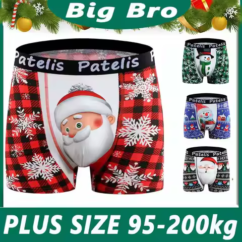 Big Size Men Boxers Christmas Cotton Underwear for 90-210kg Large Size 3XL 4XL 5XL 6XL Boxer Hombre 