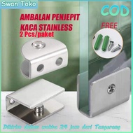 2pcs Stainless Glass Clip Shelf Wall Partition Glass Clamp Wall Partition Divider Without Drilling -
