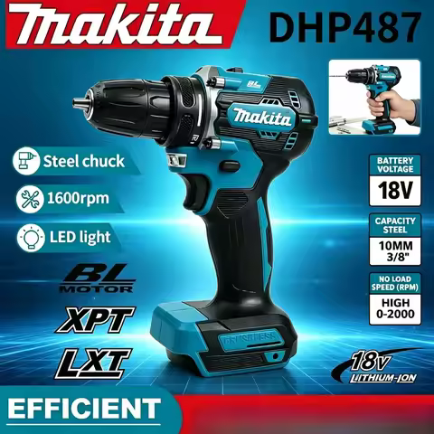 Makita DHP487 Rechargeable Screwdriver Power Tool Brushless Cordless Impact Drill Motor Compact Hamm
