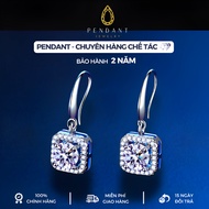 Women's Silver Earrings with Square Face, High Quality White Gold Polished 6,5 Cups - PENDANT Brand 