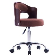 辦公椅時尚椅子木製現代升降旋轉椅(啡布面+深啡木)