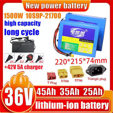 new 36V 15Ah 25Ah 35Ah 45Ah 21700 10S3P-9P lithium-ion battery pack With BMS 1000W 1500W For 42V E-t