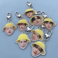 ATEEZ Acrylic Keychain Yellow Hat Cute Key Ring Accessories Bag Pendant Bag Charm Gift MINGI SAN