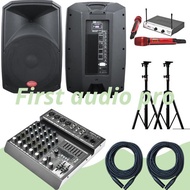 terlaris Paket speaker aktif baretone max 15ma + Mixer ashley premium6