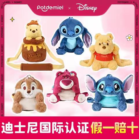 In Stock Original Potdemiel Cute Disney Plush Purse Winnie Stitch Lotso Chip Dale Shoulder Crossbody