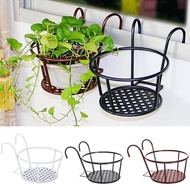 Balcony Bonsai Stand Round Racks Iron Art Hanging Baskets Flower Pot Railing Fence Window Hanging Plant Stand Rack Decoration