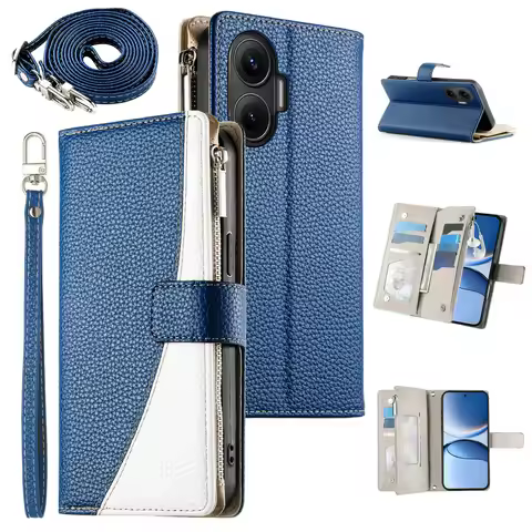 Flip Case For Xiaomi Poco F7 5G 2025 Crossbody 8-Card Zipper Leather Funda For Poco F7 Ultra X7 M7 X