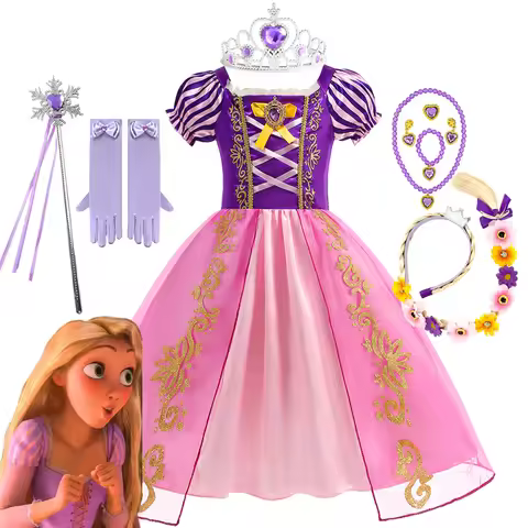 Girl Rapunzel Princess Dress Kids Disney Tangled Disguise Carnival Halloween Cosplay Costume Birthda