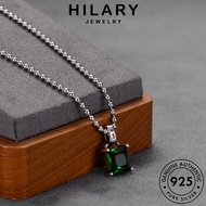 HILARY JEWELRY Diamond Emerald Simple Women Chain Necklace Sterling Leher For Rantai Accessories 純銀項鏈 Square Silver Perak Perempuan Korean Pendant Original 925 N38