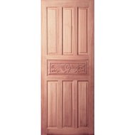Global House ประตูไม้สยาแดง บานทึบ 7ฟักแกะลาย GC-32 80x200cm. BEST รับประกันของเเท้