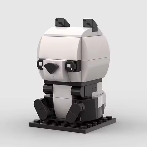 MOC Cute Creative Small Animal Mini Panda 3D DIY Building Blocks Bearcat Cartoon Pet Bricks Model He