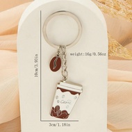 1pc Coffee Cup Keychain "Coffer" Letter Creative Casual Zinc Alloy Coffee Bean/Cup Bag/Car Key Chain