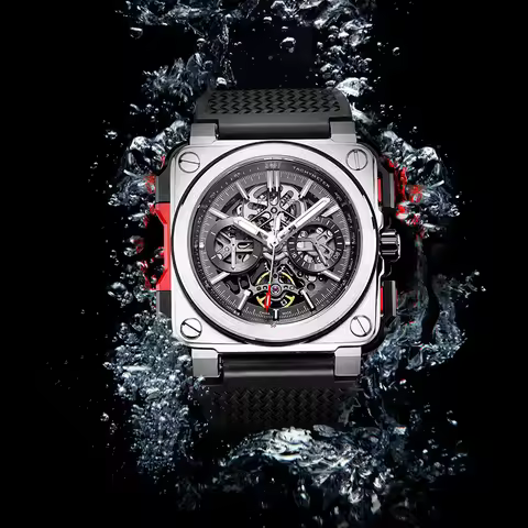 FEICE 2025 New Men's Square Automatic Mechanical Watch Fashion Luminous Waterproof Leather Luxury Sa