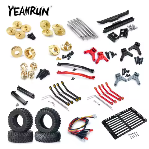 YEAHRUN Shock Towers Steering Linkage Adapters Knuckles Side Pedal LED Lights for Kyosho Jimny 1/18 