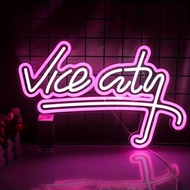【EX SHOP】 Vice City Neon Sign Led Light Up ป้ายสําหรับตกแต่งห้องแขวนผนังสําหรับ Bar Club Party Man C