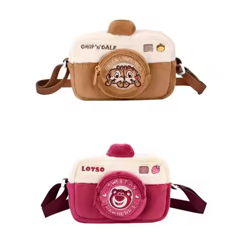 Kawaii Disney Cartoon Chip Dale Lotso Bear Stuffed Plush Camera Bag Gifts for Kids Girls Soft Anime 