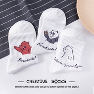 We Bare Bears Print Kawaii Cute Socks Korean Style Women Cat Panda Cartoon Cotton Woman Socks
