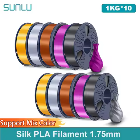 SUNLU 10KG 3D Printer Shiny Silk PLA Filament 1.75mm 1000g Neatly Wound 3D Filament for 3D Printer &