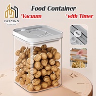 【SG】2.6L AirTight Food Container Clear Vacuum Sealed Tank with Timer Kitchen Cereals Storage Box Cof