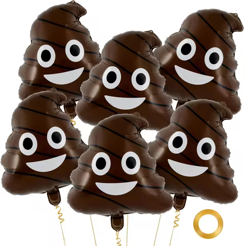 6 Pcs Funny Poop Balloons Poo Aluminum Foil Balloon Prank Joke Party Decoration for Teen Boys Office