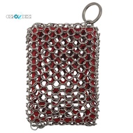 Cast Iron Skillet Cleaner,316 Stainless Steel Chainmail Cleaning Scrubber Silicone Scrubber,for Kitc