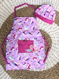 Celemek Topi Anak Chef / Apron Set  Dapur Anak /Clemek Masak Katun Premium / Koki Laki-Laki Perempua