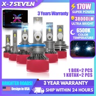 X-7SEVENUSA Aurora Pro 38000LM LED Headlight H4 H7 H11 9005 9006 HB3 Canbus Plug and Play 2PCS