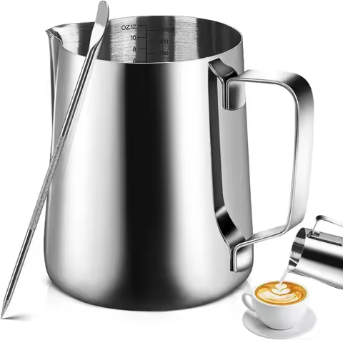 350ml/600ml (12 Oz/20 Oz) Milk Frother Steam Canister Stainless Steel Coffee Latte Art Milk Carafe C