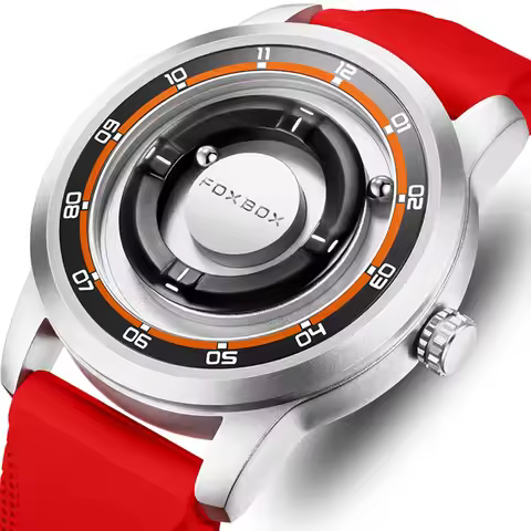 FOXBOX Watch Personalized Fashion Floating Magnetic Pointer Free Ball Bearing Creative Simple Waterp