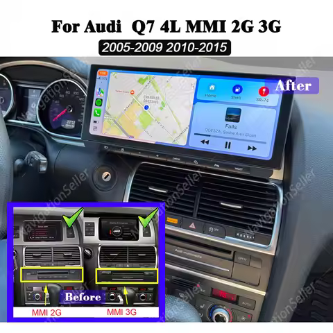 12.3" Android 15 Auto Radio CarPlay For Audi Q7 4L 2005-2015 MMI 2G 3G GPS Navigation Car Multimedia