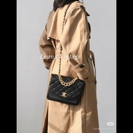 Chanel香奈兒黑金孟買風琴郵差包 口蓋包小號98新✨️