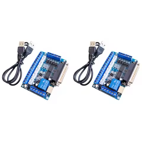 2X MACH3 Interface Board CNC 5 Axis With Optocoupler Adapter Stepper Motor Driver + USB Cable-AT64
