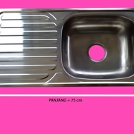 Bak Cuci Piring Stainless + Avur Kitchen Sink 1 lubang dan sayap 75cm