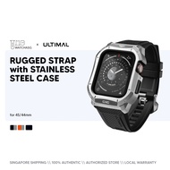ULTIMAL Rugged Watch Strap for App-le Watch 45/44mm, Series 8/7 TPE Protection Watch Band w/ Stainle