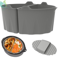 2Pcs Silicone Slow Cooker Liner with Handle Food Grade Slow Cooker Divider Liners Reusable Slow Cooker Silicone Insert  SHOPQJC1519