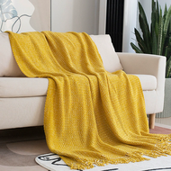 130x230cm New Room Double Color Willow Leaf Wheat Shape Blanket Tassel Towel Blanket Sofa Towel Beds
