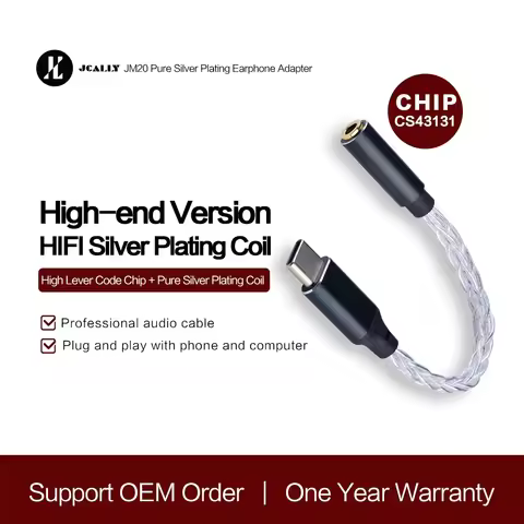 JCALLY JM20 High Performance CS43131 DAC decoder Type-C to 3.5mm Headphone Amplifier Adapter for And